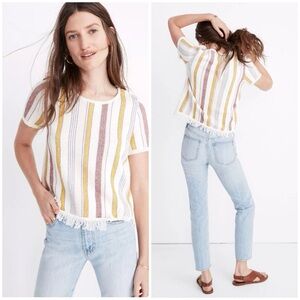 Madewell Blakley Stripe Sweater Tee Short Sleeve Bohemian Size XS Cotton